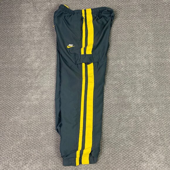 Vintage Nike Cargo Track Pants Men's Medium Gray Yellow Woven Gym Y2K Baggy - Picture 9 of 16